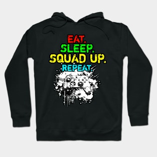 Cool Eat Sleep Squad Up Repeat Gamer Live Streamer Hoodie